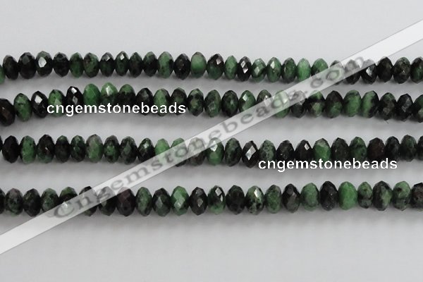 CRZ703 15 inches 6*10mm faceted rondelle ruby zoisite gemstone beads