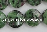 CRZ716 15 inches 20mm faceted coin ruby zoisite gemstone beads
