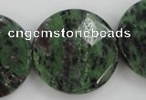 CRZ718 15 inches 30mm faceted coin ruby zoisite gemstone beads