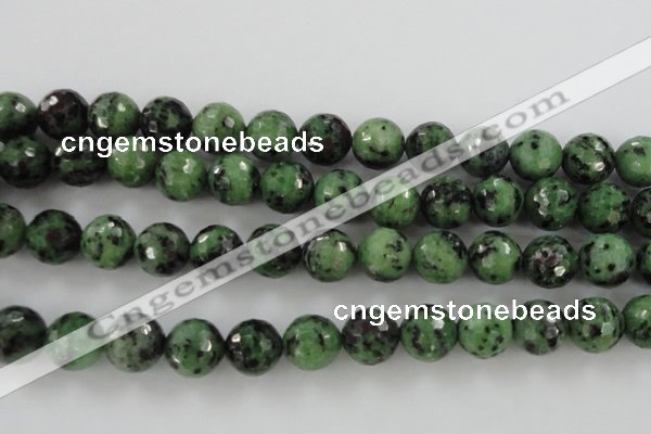 CRZ733 15.5 inches 12mm faceted round ruby zoisite gemstone beads