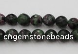 CRZ740 15.5 inches 9mm faceted round ruby zoisite gemstone beads