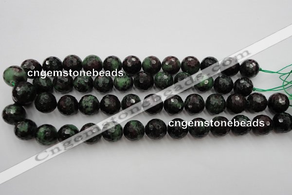 CRZ743 15.5 inches 15mm faceted round ruby zoisite gemstone beads