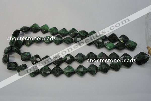 CRZ75 15.5 inches 14*14mm faceted diamond ruby zoisite gemstone beads