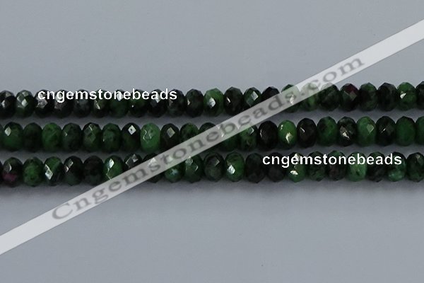 CRZ755 15.5 inches 6*10mm faceted rondelle ruby zoisite beads