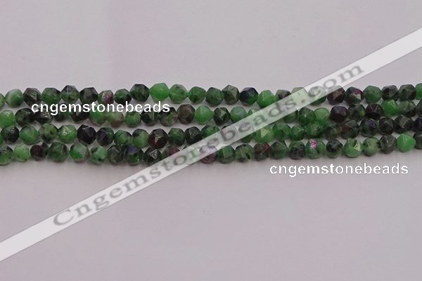 CRZ761 15.5 inches 6mm faceted nuggets ruby zoisite gemstone beads