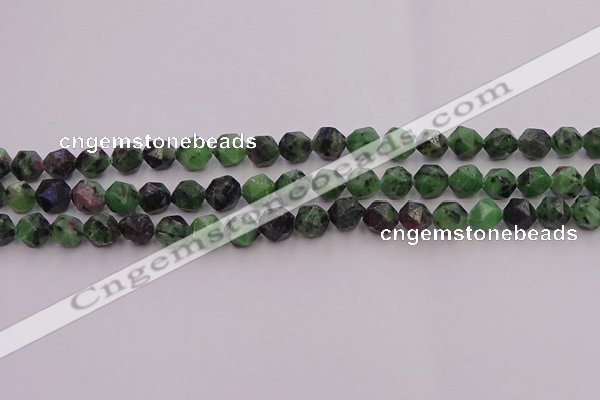 CRZ762 15.5 inches 8mm faceted nuggets ruby zoisite gemstone beads