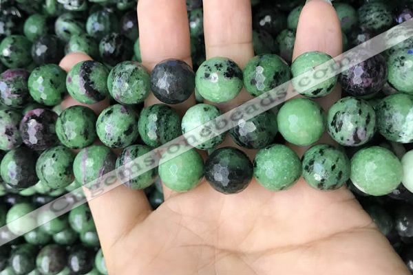 CRZ778 15.5 inches 14mm faceted round ruby zoisite beads