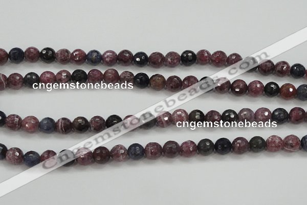 CRZ806 15.5 inches 8mm faceted round natural ruby sapphire beads