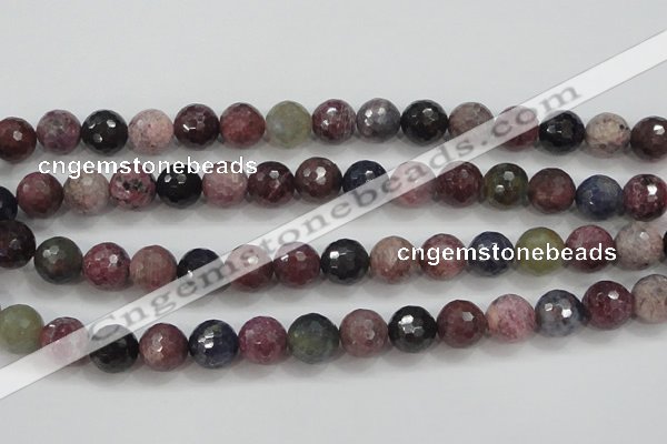 CRZ808 15.5 inches 12mm faceted round natural ruby sapphire beads