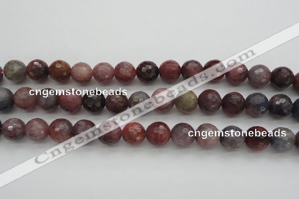 CRZ855 15.5 inches 11mm faceted round natural ruby gemstone beads