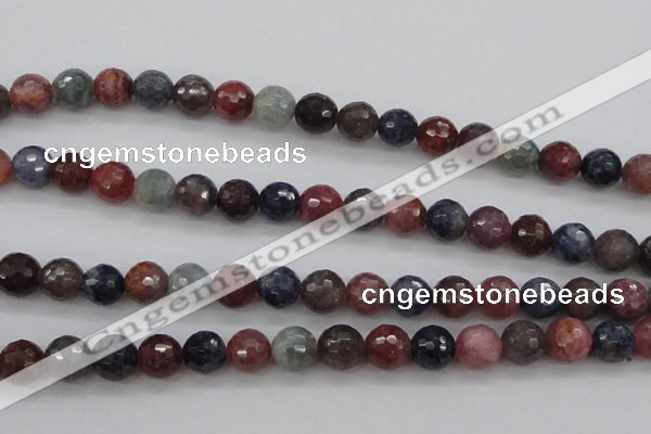 CRZ882 15.5 inches 8mm faceted round natural ruby sapphire beads