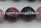 CRZ884 15.5 inches 12mm faceted round natural ruby sapphire beads