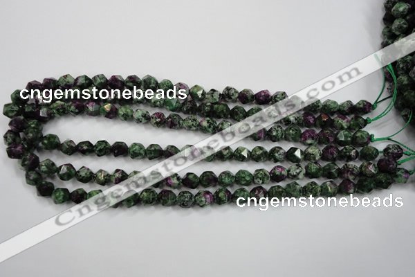 CRZ901 15.5 inches 6mm faceted nuggets Chinese ruby zoisite beads