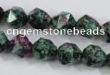 CRZ903 15.5 inches 10mm faceted nuggets Chinese ruby zoisite beads
