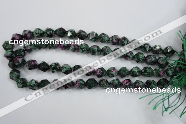 CRZ903 15.5 inches 10mm faceted nuggets Chinese ruby zoisite beads