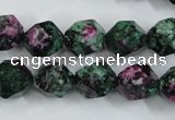 CRZ904 15.5 inches 12mm faceted nuggets Chinese ruby zoisite beads