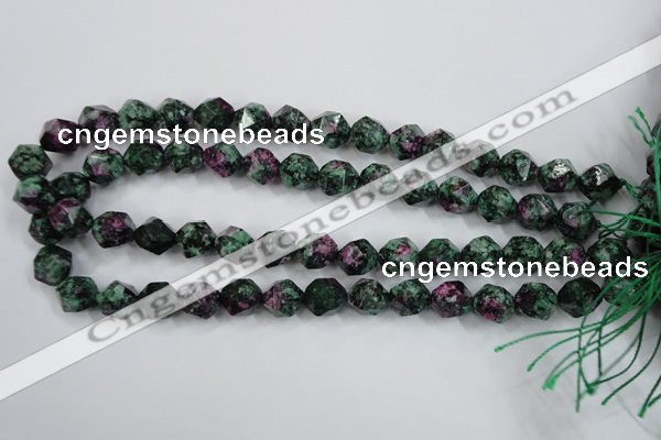 CRZ904 15.5 inches 12mm faceted nuggets Chinese ruby zoisite beads