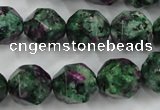 CRZ905 15.5 inches 14mm faceted nuggets Chinese ruby zoisite beads