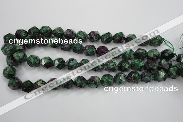 CRZ905 15.5 inches 14mm faceted nuggets Chinese ruby zoisite beads