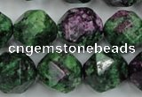 CRZ906 15.5 inches 16mm faceted nuggets Chinese ruby zoisite beads