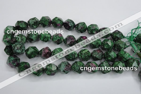 CRZ907 15.5 inches 18mm faceted nuggets Chinese ruby zoisite beads