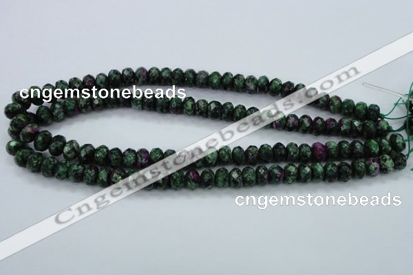 CRZ911 15.5 inches 6*10mm faceted rondelle Chinese ruby zoisite beads