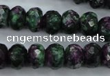 CRZ914 15.5 inches 12*16mm faceted rondelle Chinese ruby zoisite beads