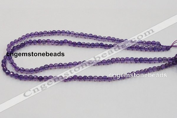 CSA12 15.5 inches 4mm faceted round synthetic amethyst beads