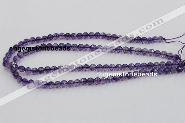 CSA15 15.5 inches 7mm faceted round synthetic amethyst beads