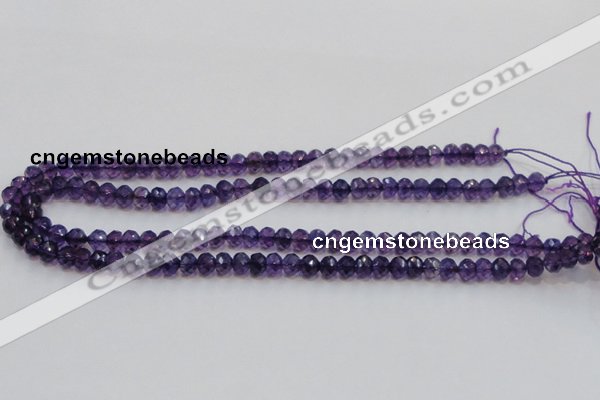 CSA20 15.5 inches 6*8mm faceted rondelle synthetic amethyst beads