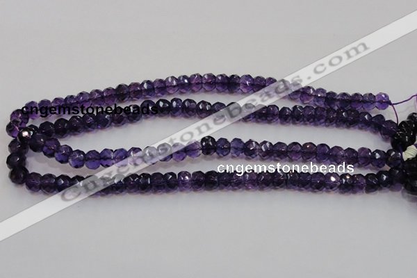 CSA21 15.5 inches 6*10mm faceted rondelle synthetic amethyst beads