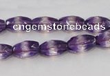 CSA25 15.5 inches 7*12mm faceted rice synthetic amethyst beads