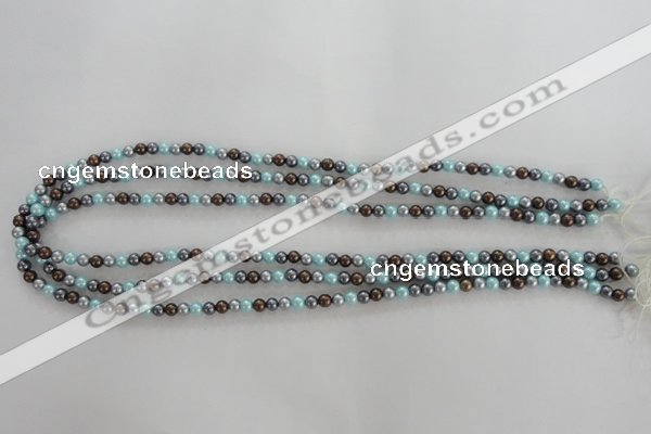 CSB1000 15.5 inches 4mm round mixed color shell pearl beads