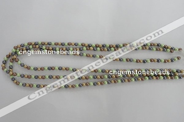 CSB1001 15.5 inches 4mm round mixed color shell pearl beads