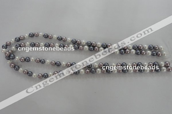 CSB1010 15.5 inches 6mm round mixed color shell pearl beads