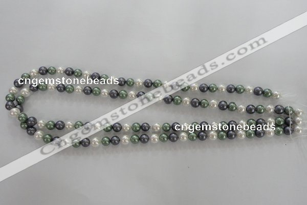 CSB1011 15.5 inches 6mm round mixed color shell pearl beads