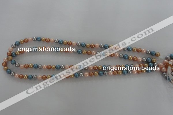 CSB1015 15.5 inches 6mm round mixed color shell pearl beads