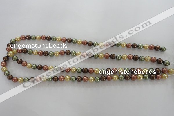 CSB1016 15.5 inches 6mm round mixed color shell pearl beads