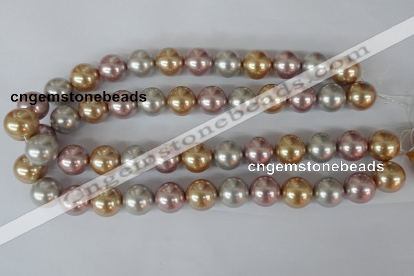 CSB103 15.5 inches 16mm round mixed color shell pearl beads