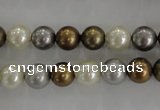 CSB1032 15.5 inches 8mm round mixed color shell pearl beads