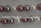 CSB1036 15.5 inches 8mm round mixed color shell pearl beads