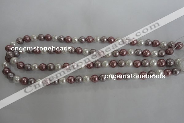 CSB1036 15.5 inches 8mm round mixed color shell pearl beads