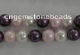 CSB1037 15.5 inches 8mm round mixed color shell pearl beads