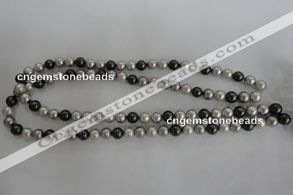 CSB1038 15.5 inches 8mm round mixed color shell pearl beads