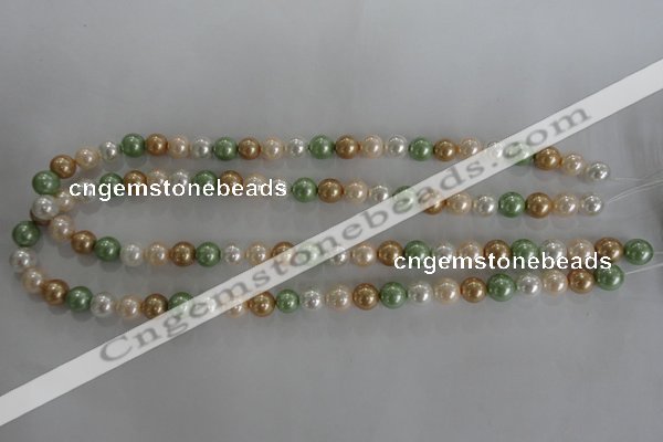 CSB1039 15.5 inches 8mm round mixed color shell pearl beads