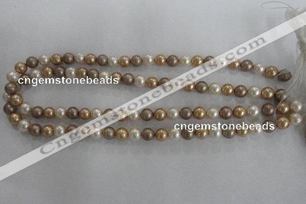 CSB1040 15.5 inches 8mm round mixed color shell pearl beads