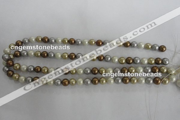 CSB1041 15.5 inches 8mm round mixed color shell pearl beads