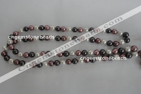 CSB1045 15.5 inches 8mm round mixed color shell pearl beads