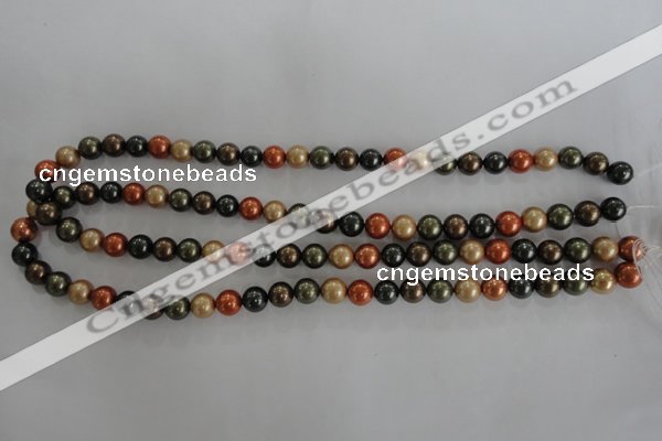 CSB1046 15.5 inches 8mm round mixed color shell pearl beads