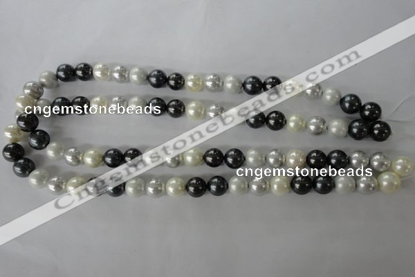 CSB1051 15.5 inches 10mm round mixed color shell pearl beads